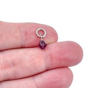Vintage Sterling Silver 925 Purple Crystal Dangle Charm